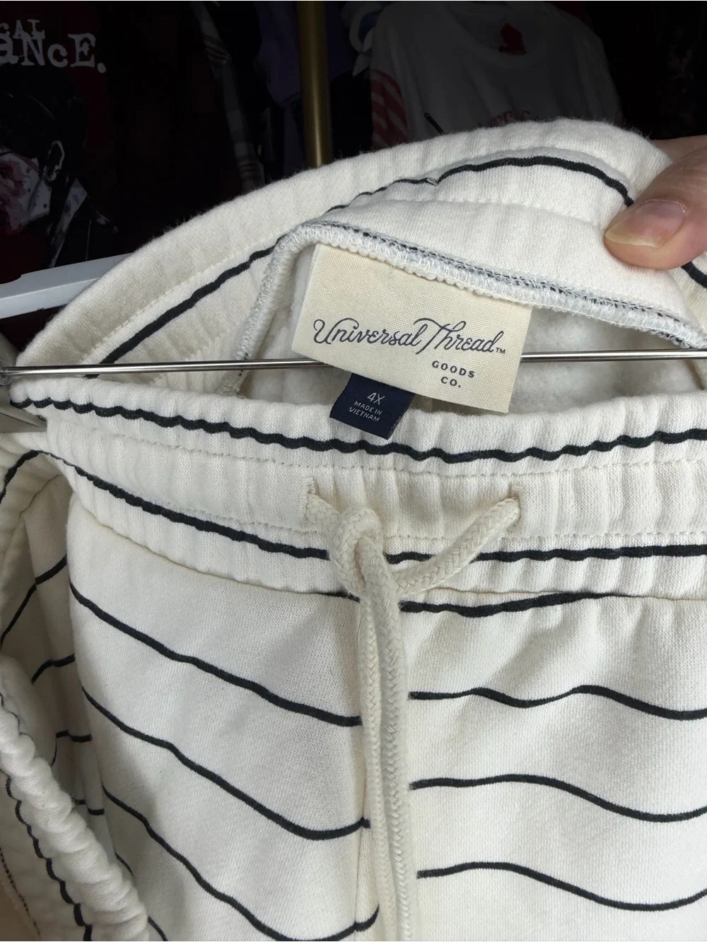 Universal Thread Cream Striped Drawstring Athletic Shorts